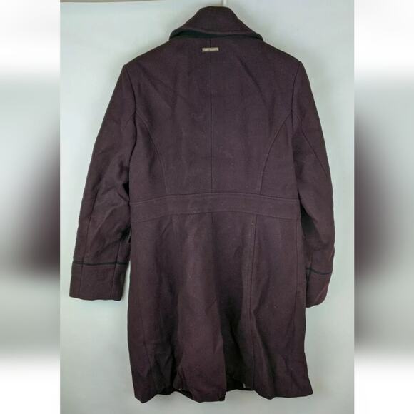 Vince Camuto Double-Breasted Long Wool Coat, Burgundy, Women's Medium - Picture 3 of 3